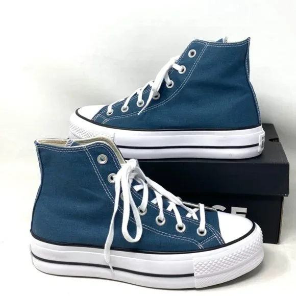 Converse Chuck Taylor Lift Platform High Shoes Skate Canvas Blue Women's A06840C - Picture 5 of 10